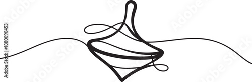 Vector continuous one single line drawing icon of toy top spinning in silhouette sketch on white background. one line Art icon drawing vector