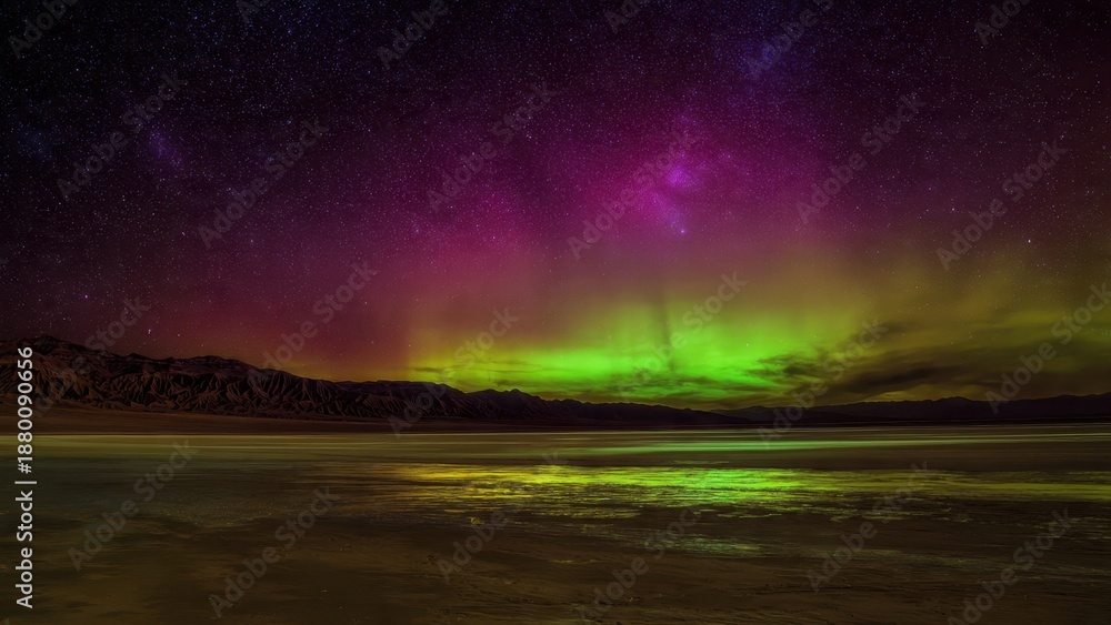 Fototapeta premium Aurora borealis over Death Valley, California