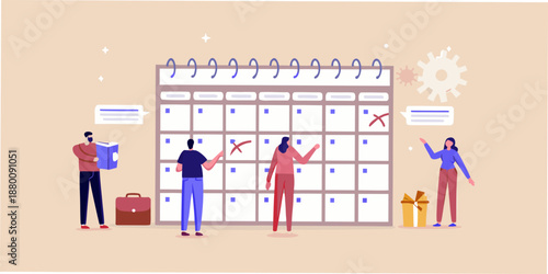 Planning and scheduling people interacting with a large wall calendar