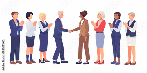 Diverse group of business professionals celebrating a deal or successful collaboration