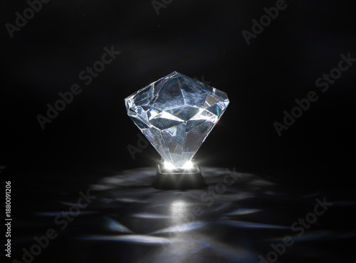consecrated glass crystal diamond isolated on black background