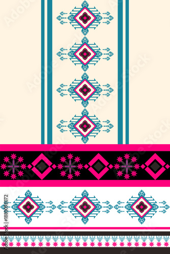 Seamless vector pattern with traditional Aztec tribal ornaments and geometric Christmas trees for vintage ethnic textile print or wallpaper design. ethnic patterns.Native American tribal fabric