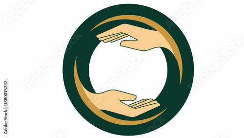 Two hands cradling a circular void in a harmonious gesture