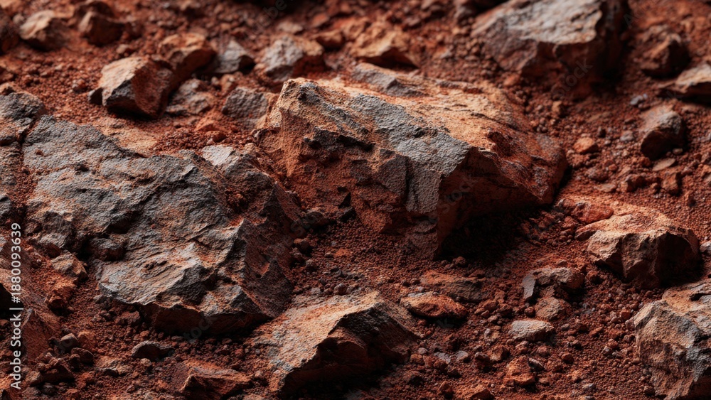 Fototapeta premium Martian surface with rocks