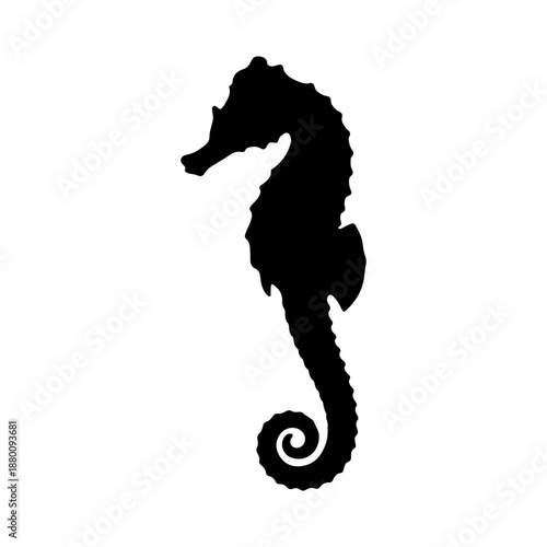 Seahorse silhouette icon for marine life branding and ocean animal illustration