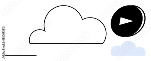 Data sharing, online storage, media streaming, technology access, digital content management, and multimedia. Cloud and play button design. data sharing and online storage concepts
