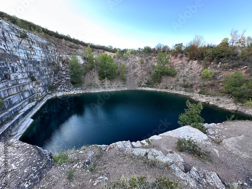 Marble Lake abandoned quarry filled with water in Bulgaria