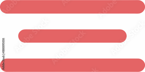 Three horizontal red rectangles aligned on a white background simple graphic