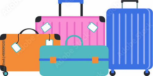Colorful suitcases stacked together representing travel and vacation planning