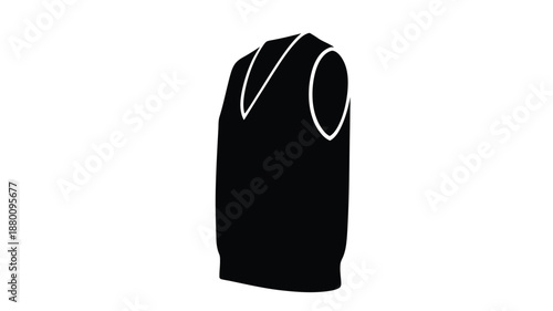 a black sleeveless shirt with a white outline on a plain white background