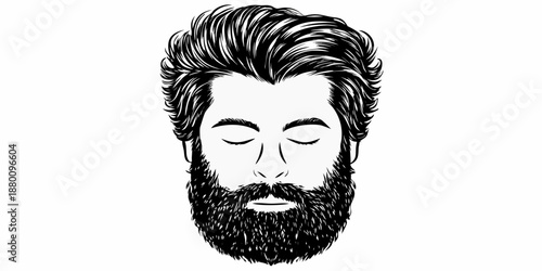 Stylized portrait of a man with a full beard and detailed hair