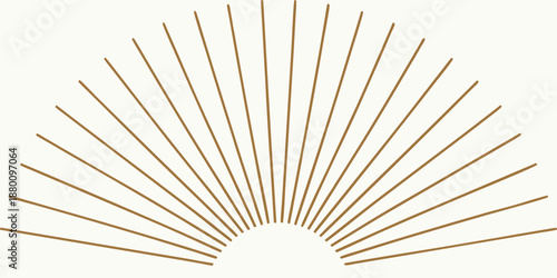 a golden fan shape made of lines on a white background