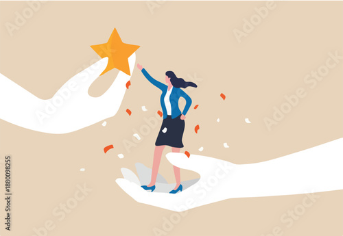 PR, public relation or marketing communication, advertising campaign or social media marketing, online promotion or email newsletter concept, young woman PR speak on megaphone on social media.