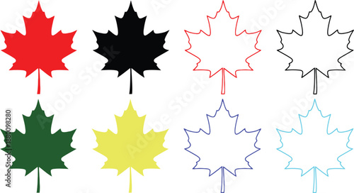Collection of Maple Leaves in Various Colors and Styles