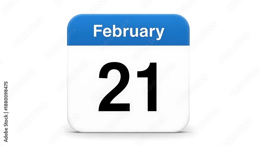 Fototapeta premium displays a calendar icon highlighting the date February 21.