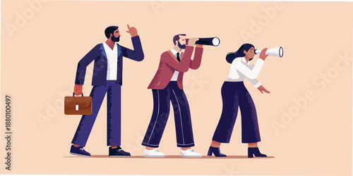 A team of professionals looking into the future with optimism and vision