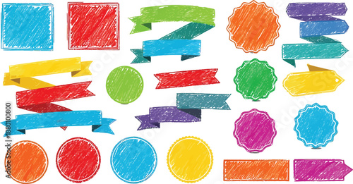 Colorful Banners and Frames: An assortment of vibrantly colored banners and frames, exuding a playful and creative energy.