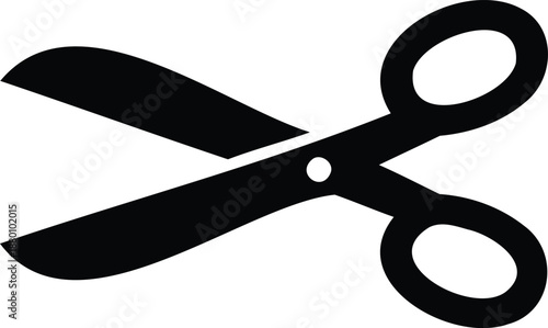 Simple black scissors icon on white background