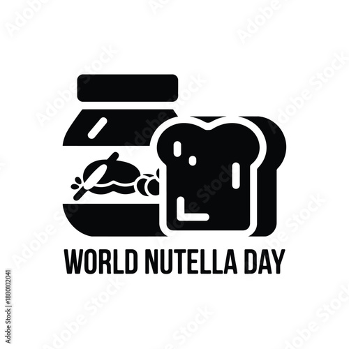 World Nutella day logo with jar and toast