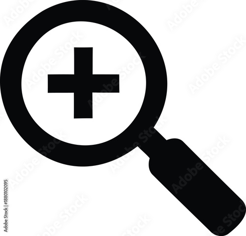 Magnifying glass with plus sign for search and zoom function