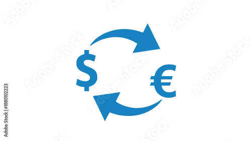 Currency Exchange Symbol with Dollar and Euro Signs.