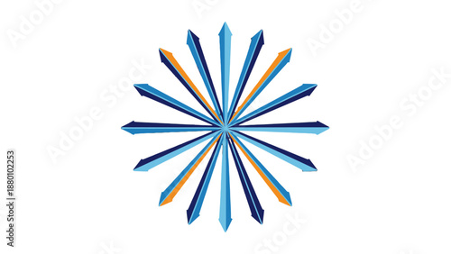 Blue and orange abstract starburst design element.