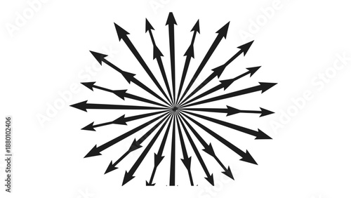 Black arrows radiating from a central point in a circular pattern.