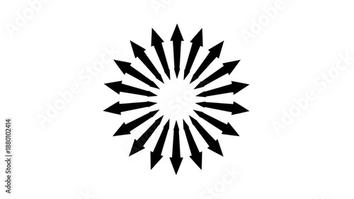 Black radial pattern of arrows pointing outward from center.