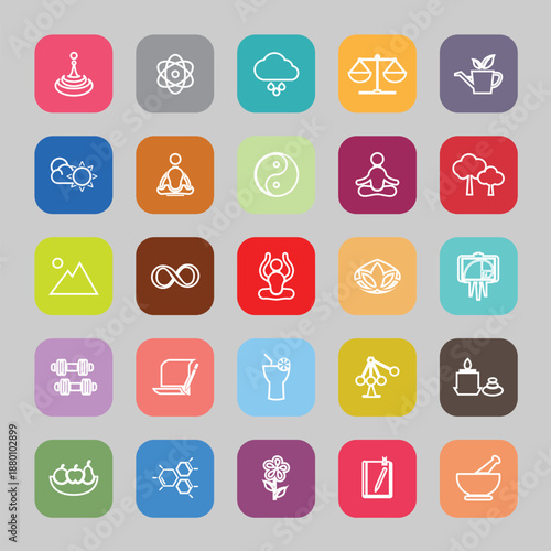 Zen concept line flat icons