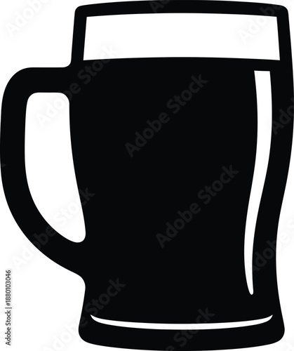Beer Mug Icon Simple Black Silhouette Vector Graphic Design Element