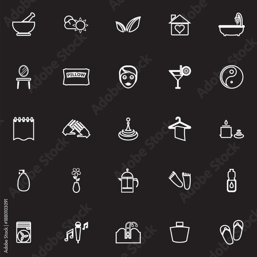 Massage line icons on black background