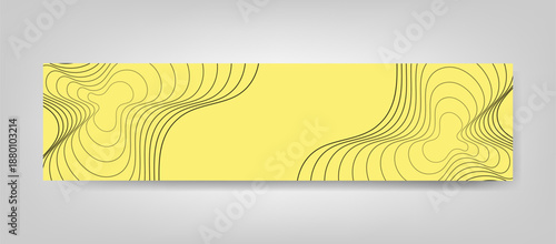 Abstract Yellow Horizontal Banner Background with Wavy Contour Lines