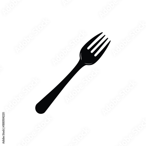 Minimal kitchen fork silhouette icon isolated white background vector illustration
