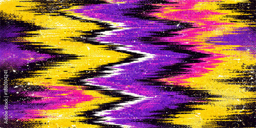 Vibrant abstract art background featuring colorful paint splashes and a rainbow texture of ocean waves reflecting bright sunset light across a blue sea pattern