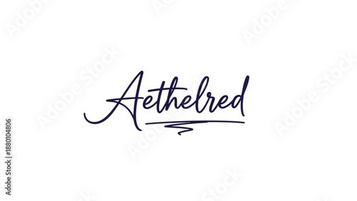 Aethelred in elegant script font with decorative underline