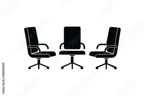 Modern office furniture with office chairs vector illustration