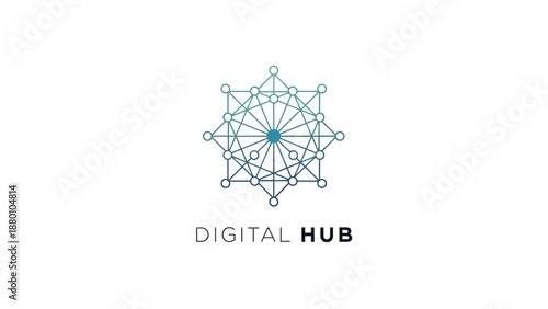 Digital hub abstract network connecting dots and lines.