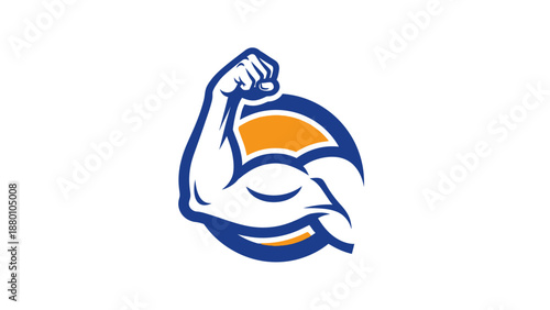 Strong flexing arm muscle graphic illustration.