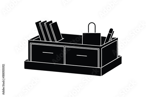 Office desk organizer storage box icon modern workspace furniture vector