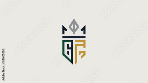 Abstract logo emblem with a royal crest design