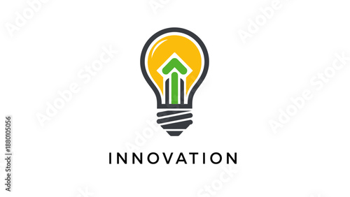 Creative light bulb with an upward arrow representing innovation and growth.