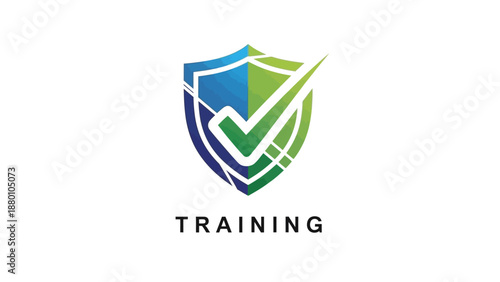 Shield checkmark logo for security and training concept.