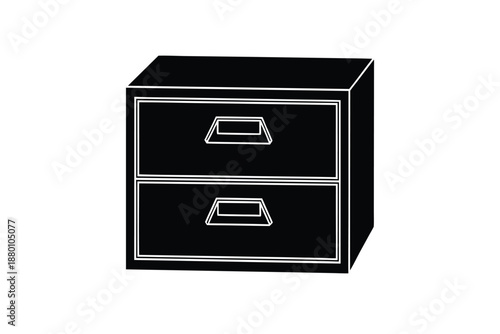 Office Filing Cabinet Drawer Icon Minimal Black Design Vector