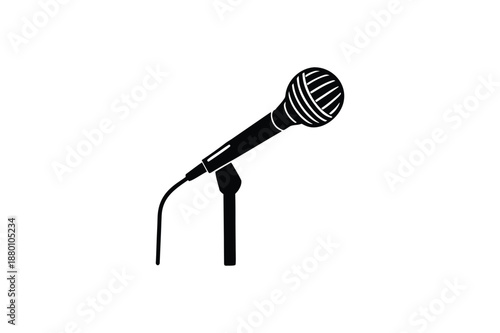 Professional stage microphone icon isolated black silhouette vector illustration