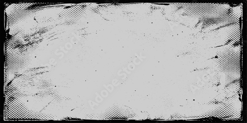 Vintage grunge film strip over an old paper background with a rough stone wall pattern and dirty concrete surface texture for a grey plaster art material design