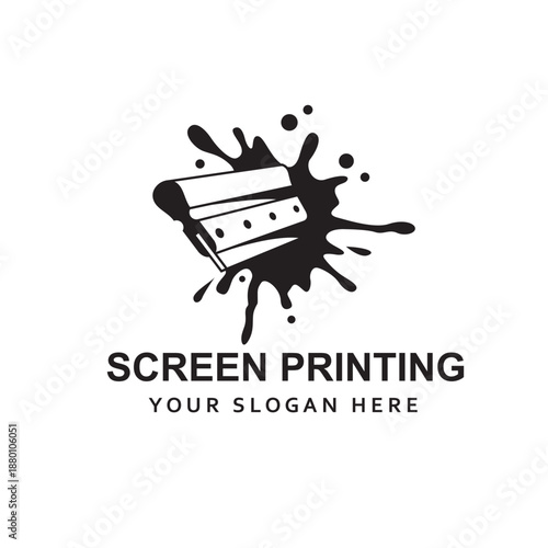 silk screen printing icon with squeegee isolated on white background