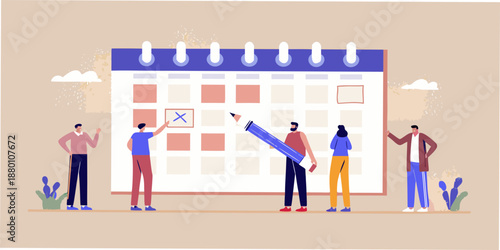 Team planning and scheduling with a large calendar and marking important dates