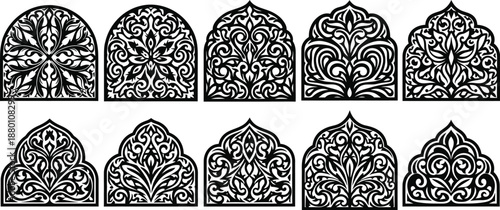 Intricate islamic arch silhouette designs