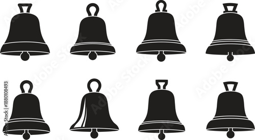 Eight black bell silhouette illustration
