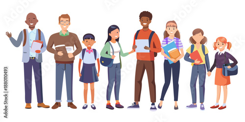 a group of diverse students standing together in a line